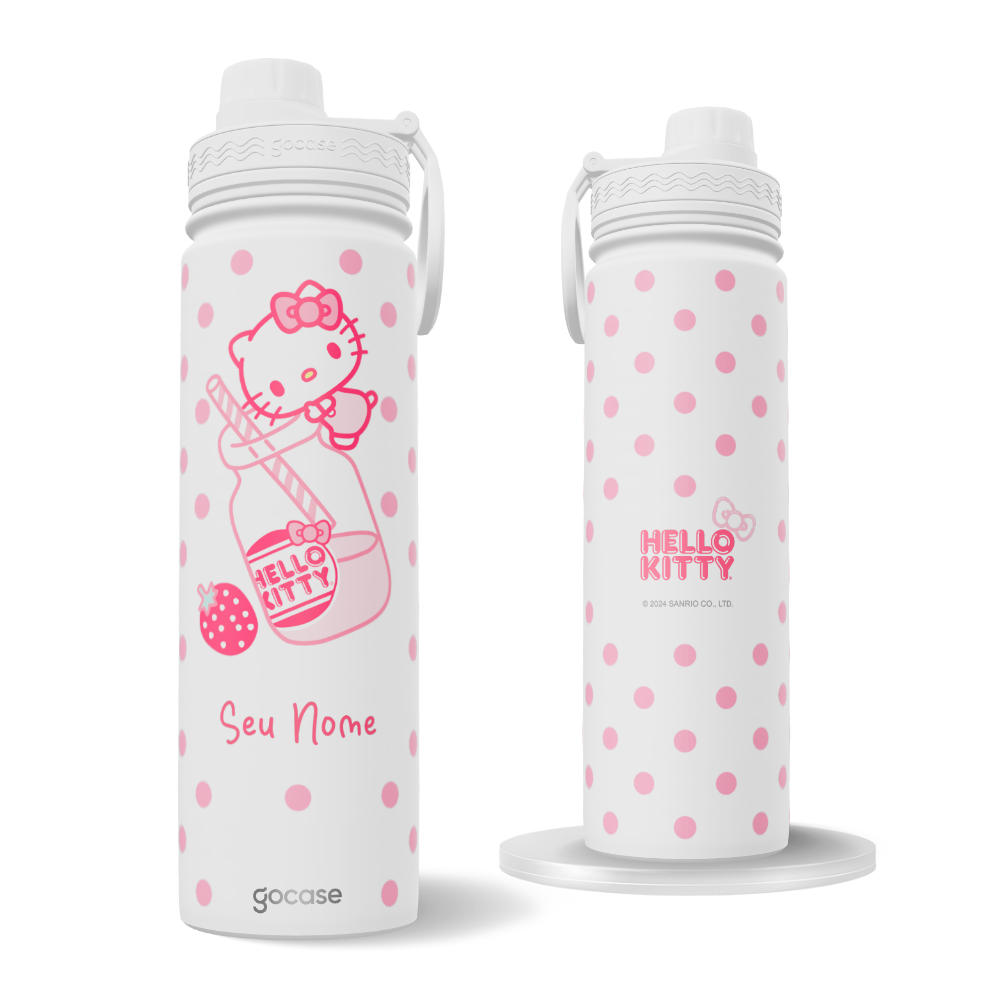 Garrafa Térmica Fresh + Ebook - Hello Kitty - Strawberry Milk