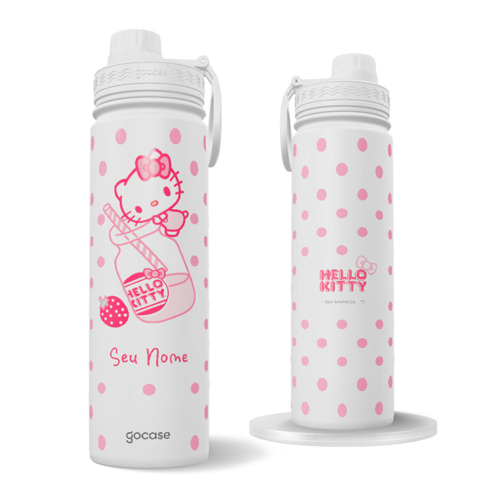 Garrafa Térmica Fresh + Ebook - Hello Kitty - Strawberry Milk