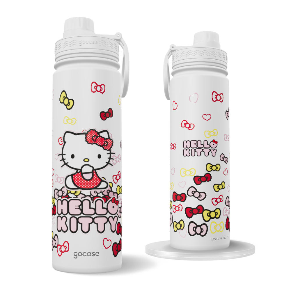 Garrafa Térmica Fresh + Ebook - Hello Kitty - Laços Coloridos
