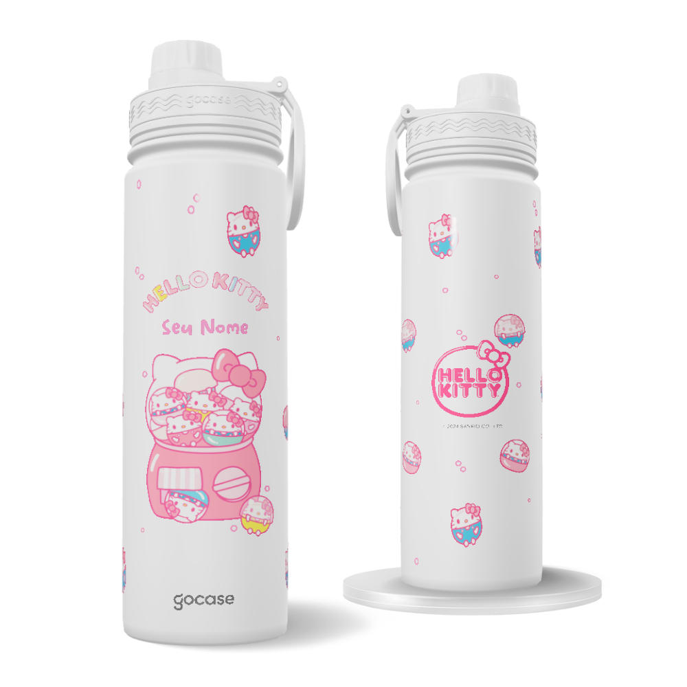 Garrafa Térmica Fresh + Ebook - Hello Kitty - Gacha Machine