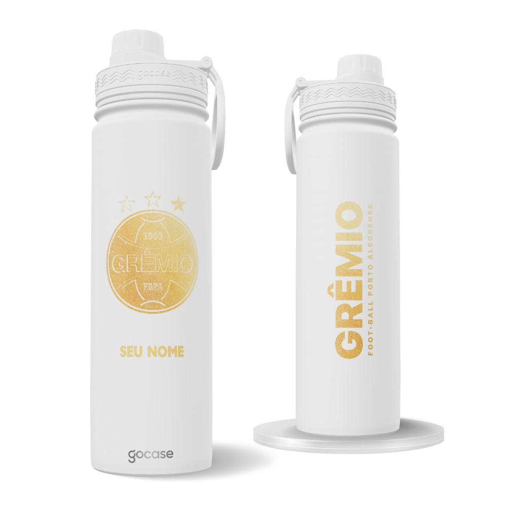 Garrafa Térmica Fresh + Ebook - Grêmio - Escudo Dourado