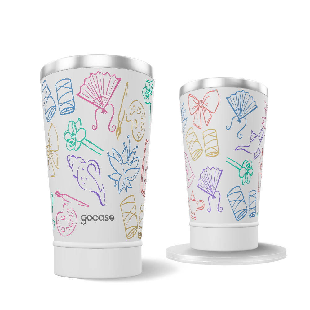 Copo Térmico + Ebook - Disney - Rabiscos coloridos princesas