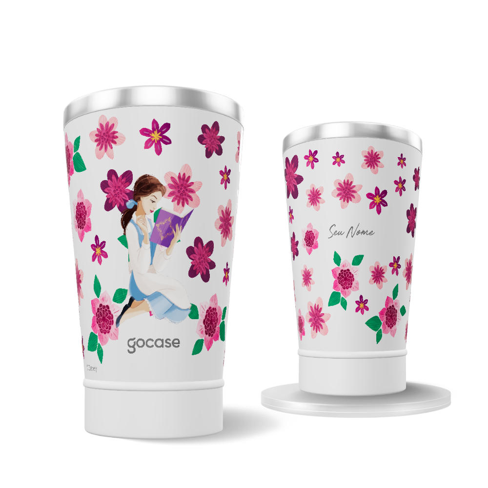 Copo Térmico + Ebook - Bela Adormecida - Floral e Princesas