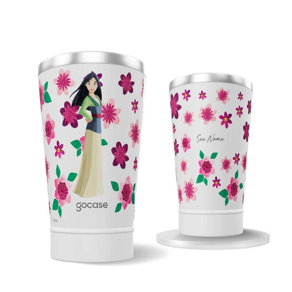Copo Térmico + Ebook - Mulan - Floral e Princesas 