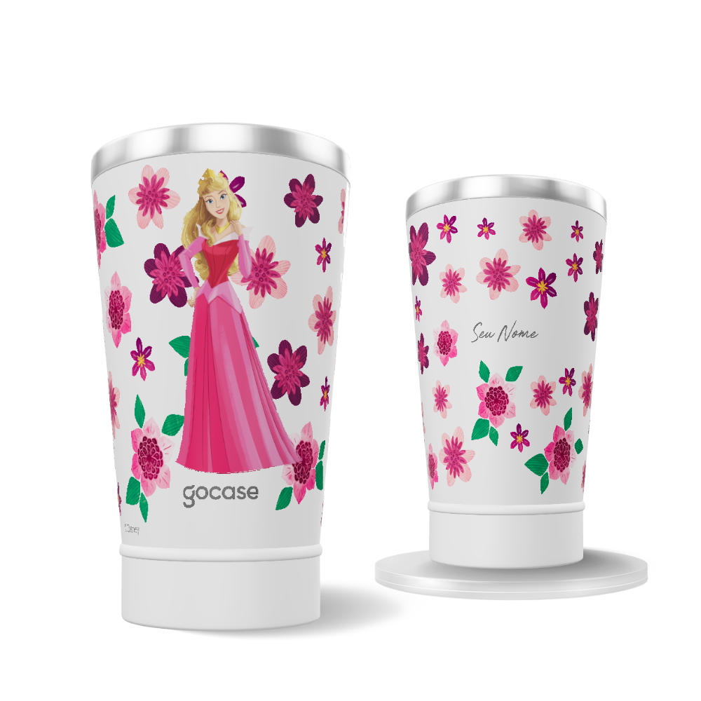 Copo Térmico + Ebook - Bela - Floral e Princesas
