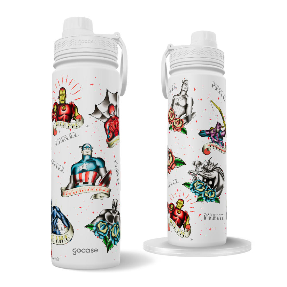 Garrafa Térmica Fresh + Ebook - Avengers - Tattoos