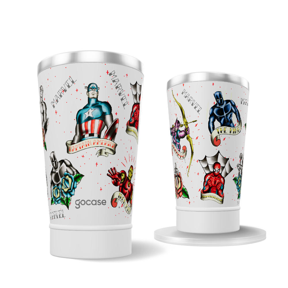 Copo Térmico + Ebook - Avengers - Tattoos