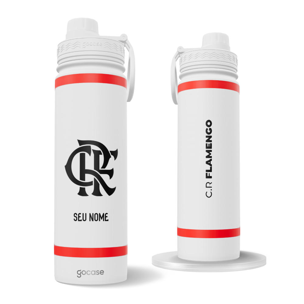 Garrafa Térmica Fresh + Ebook - Flamengo Uniforme Branco 2024