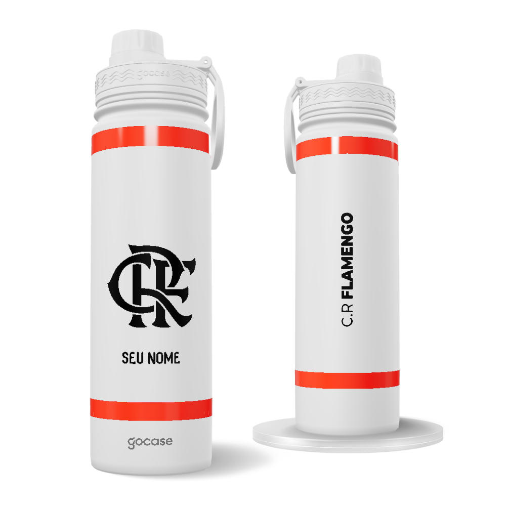 Garrafa Térmica Fresh + Ebook - Flamengo Uniforme Branco 2024