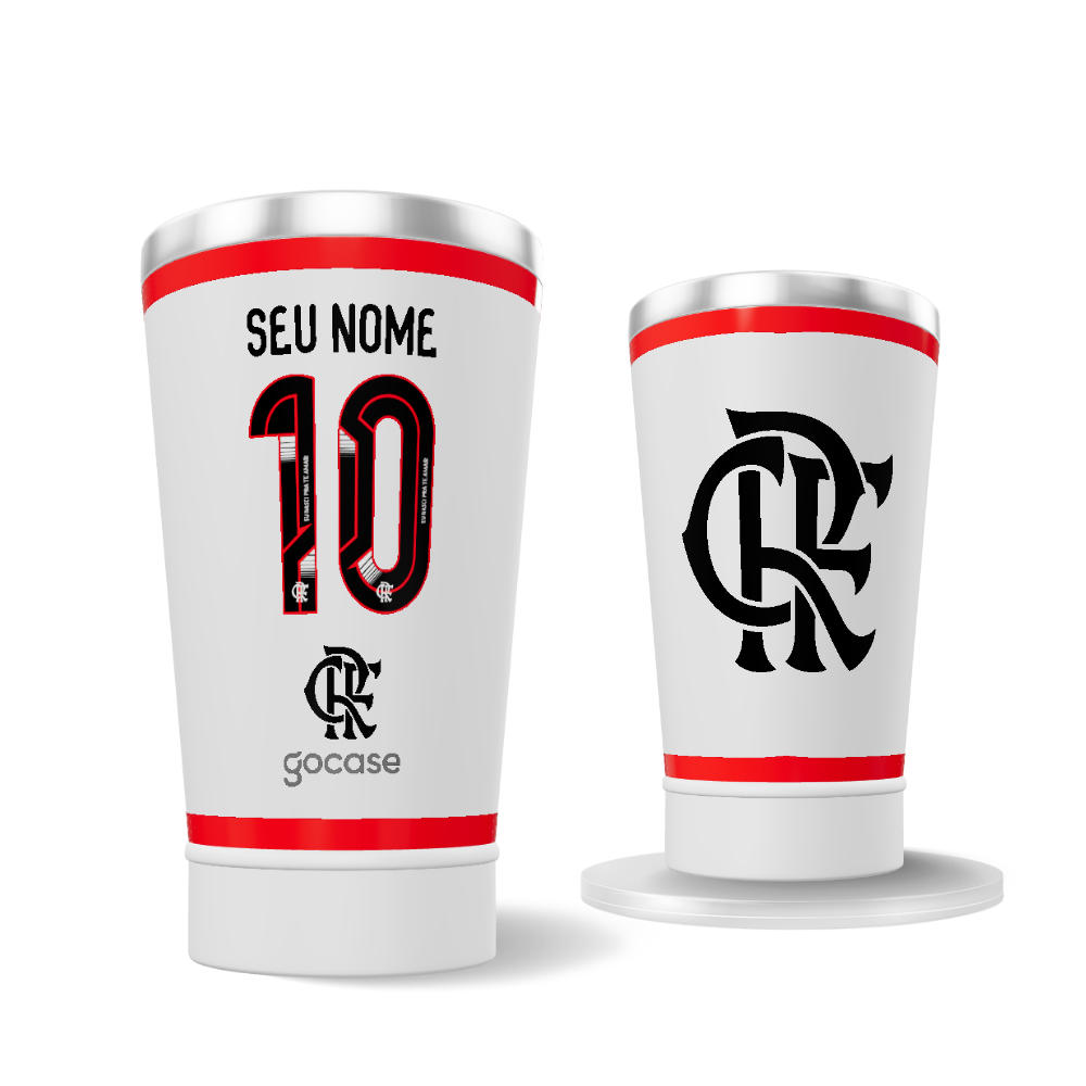Copo Térmico Cerveja + Ebook - Flamengo Uniforme Branco 2024 Personalizado