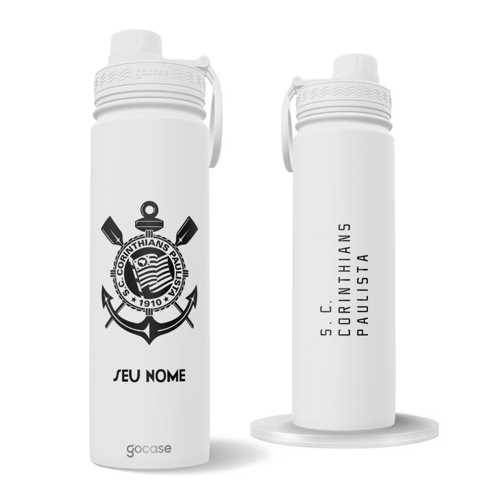 Garrafa Térmica Fresh + Ebook - Corinthians - Monograma Personalizado