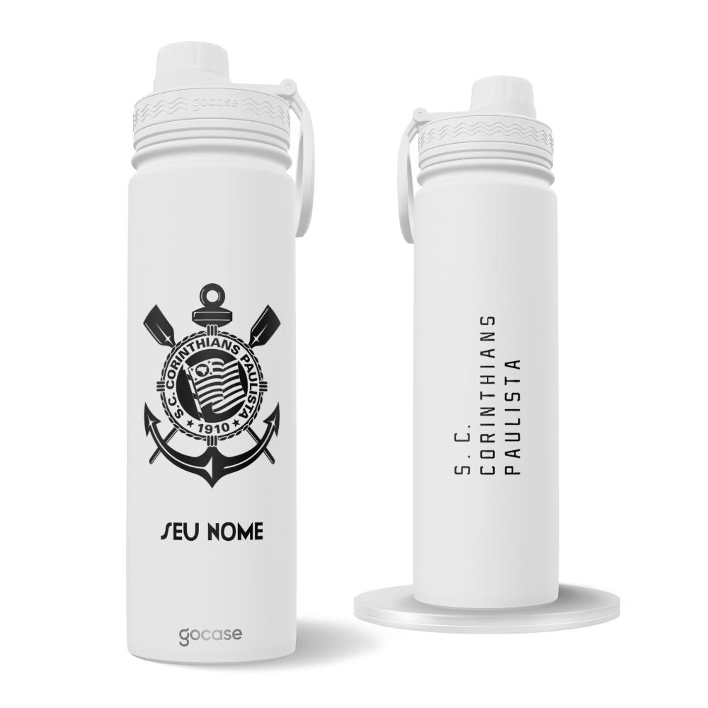 Garrafa Térmica Fresh + Ebook - Corinthians - Monograma Personalizado