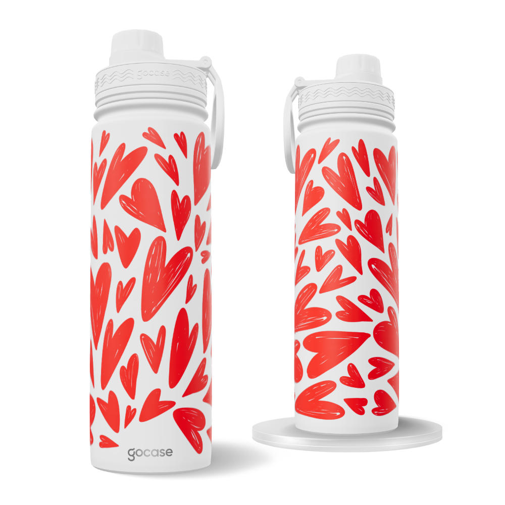 Garrafa Térmica Fresh + Ebook - Hand Draw Hearts