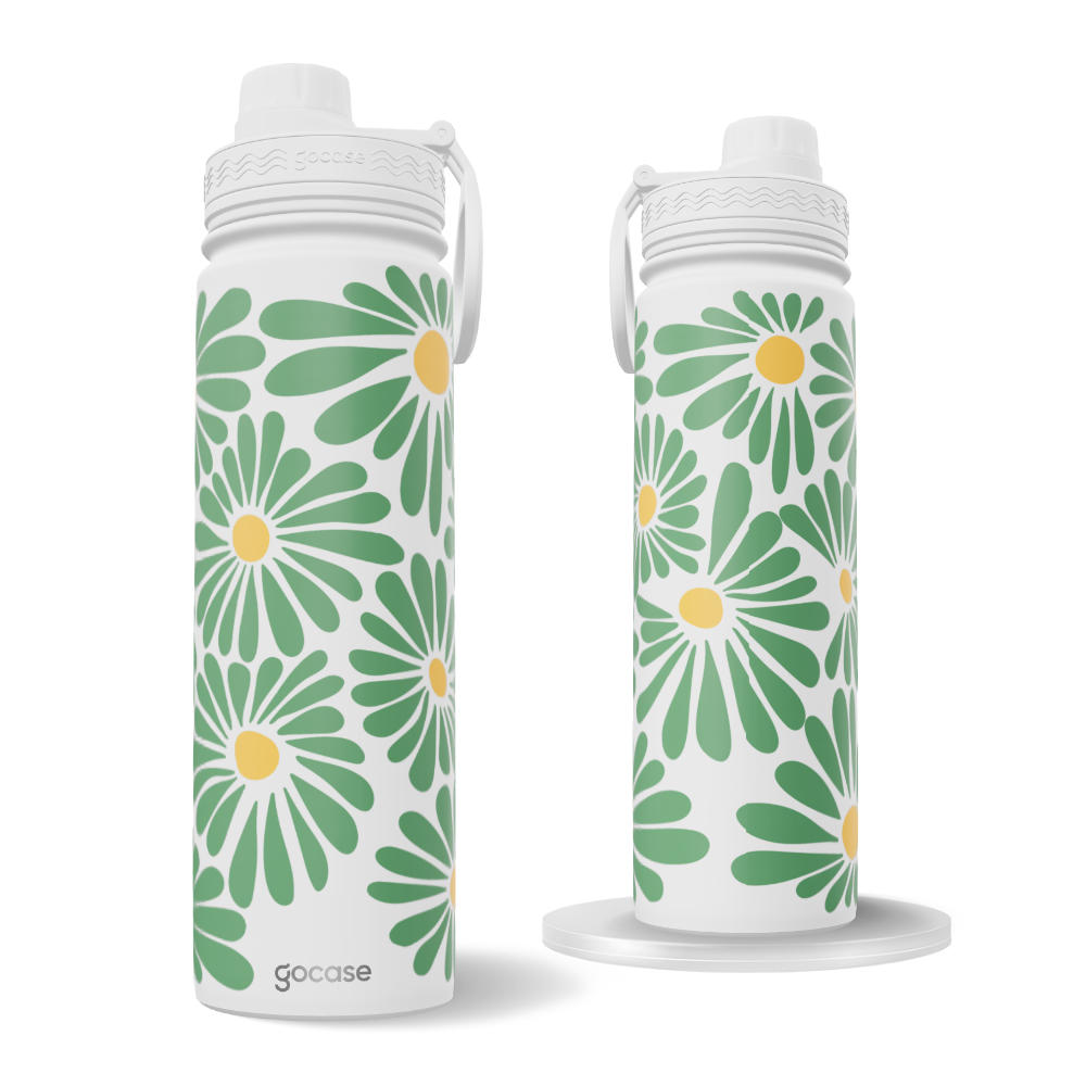 Garrafa Térmica Fresh + Ebook - Matisse - Margaridas Verdes