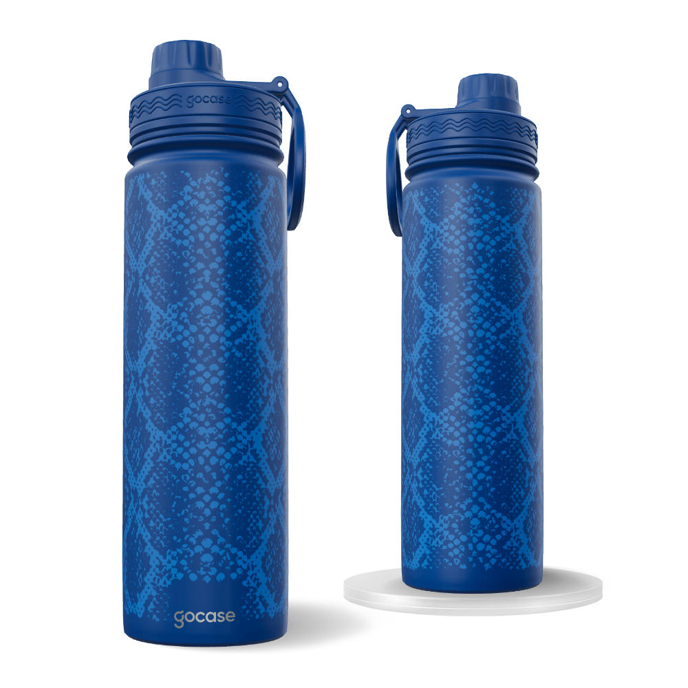 Garrafa Térmica Fresh + Ebook - Cobra Print Azul Marinho