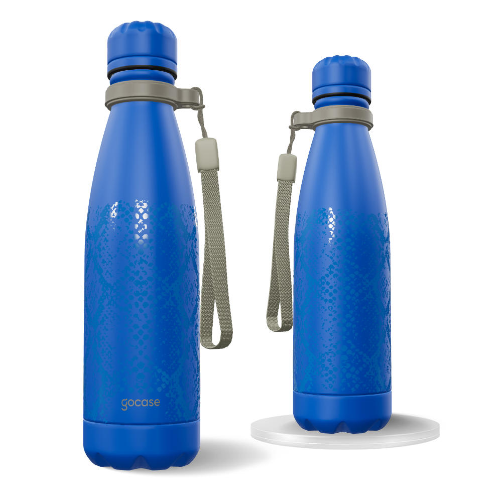 Garrafa Térmica Urban + Ebook - Cobra Print Azul Marinho