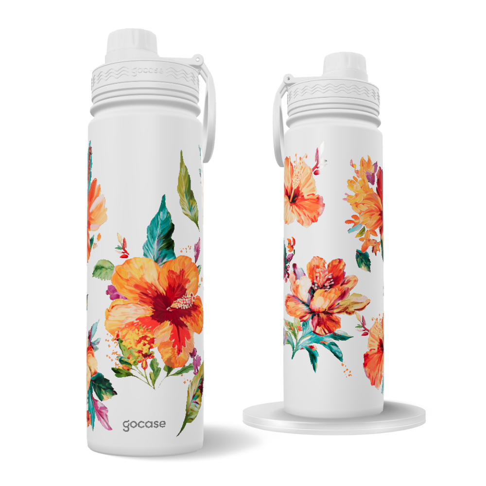 Garrafa Térmica Fresh + Ebook - Flores Tropicais