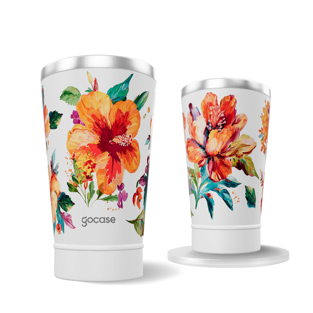 Copo Térmico + Ebook - Flores Tropicais