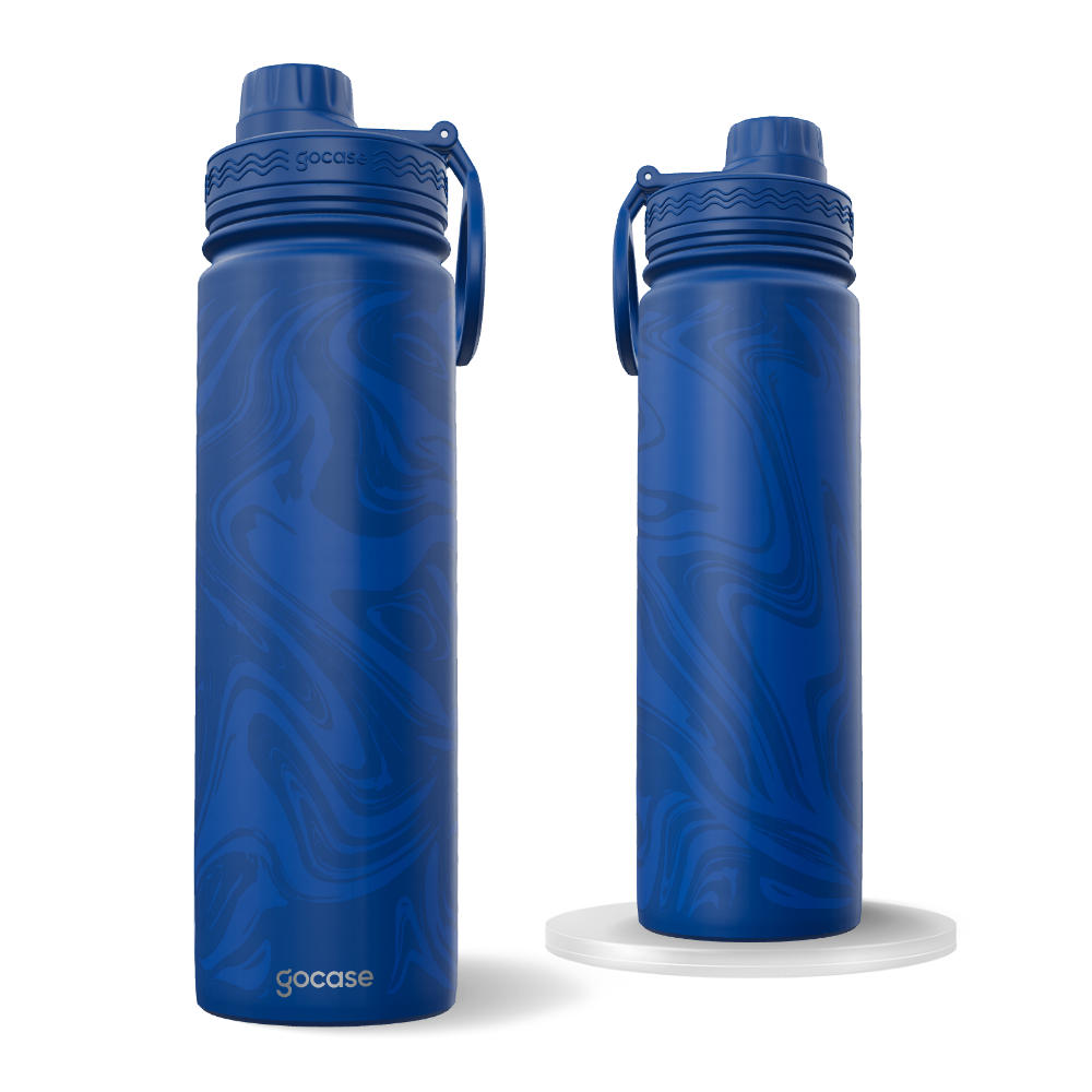 Garrafa Térmica Fresh + Ebook - Acrylic Fluid Azul Marinho