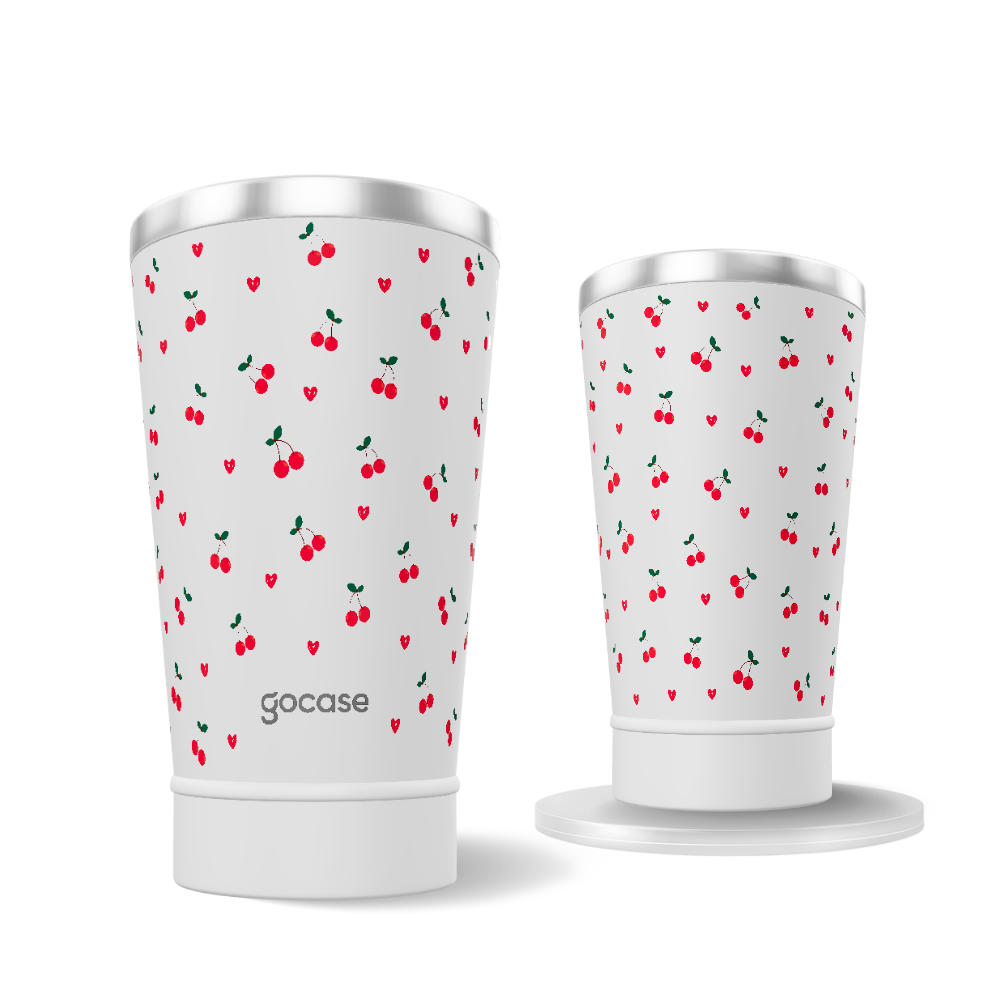 Copo Térmico + Ebook - Cherry Pattern Minimalista