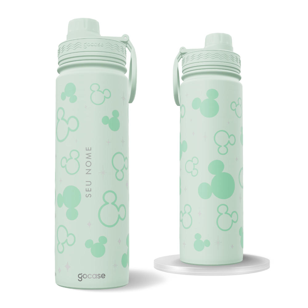 Garrafa Térmica Fresh + Ebook - Mickey Pattern Minimalista Turquesa