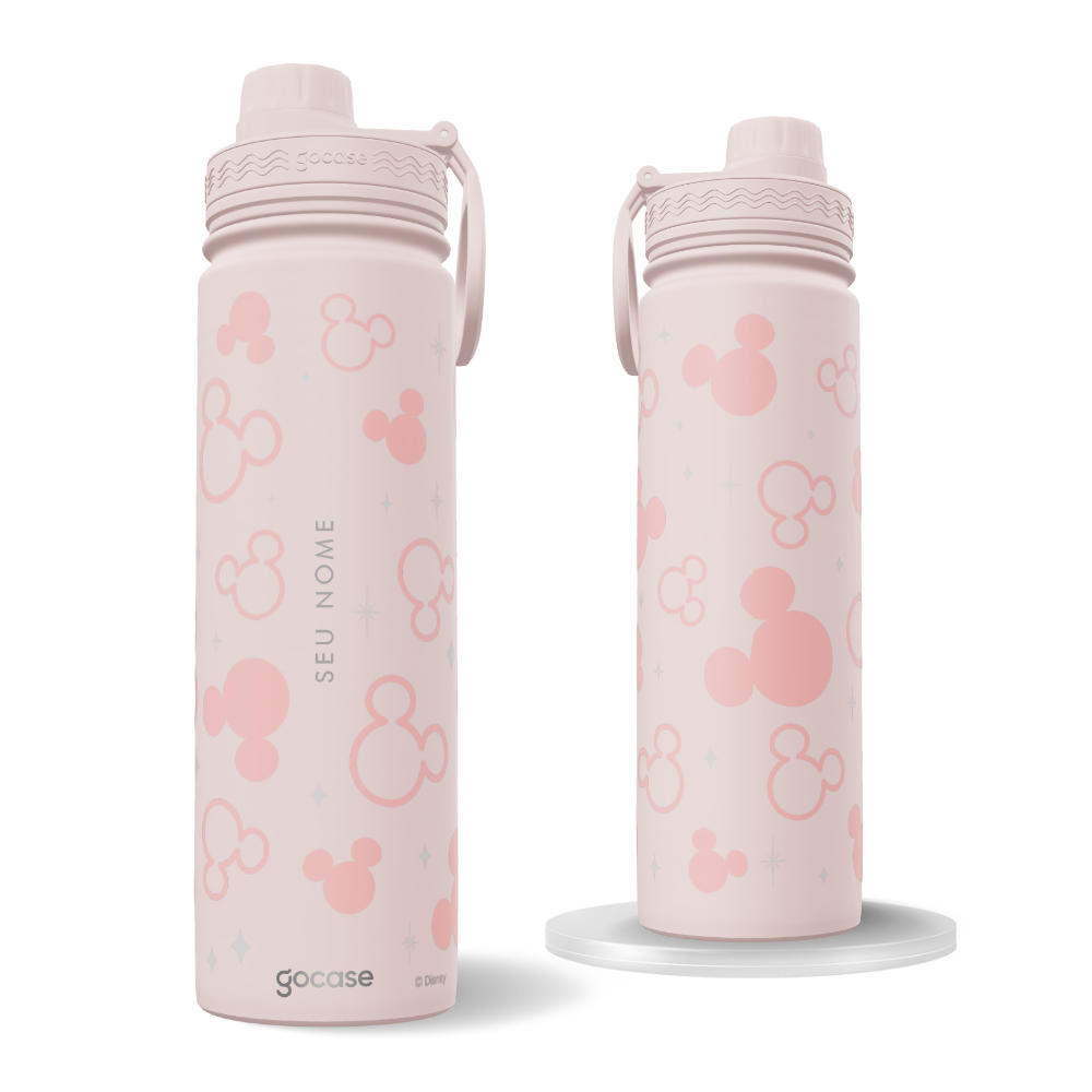 Garrafa Térmica Fresh + Ebook - Mickey Pattern Minimalista Rosa
