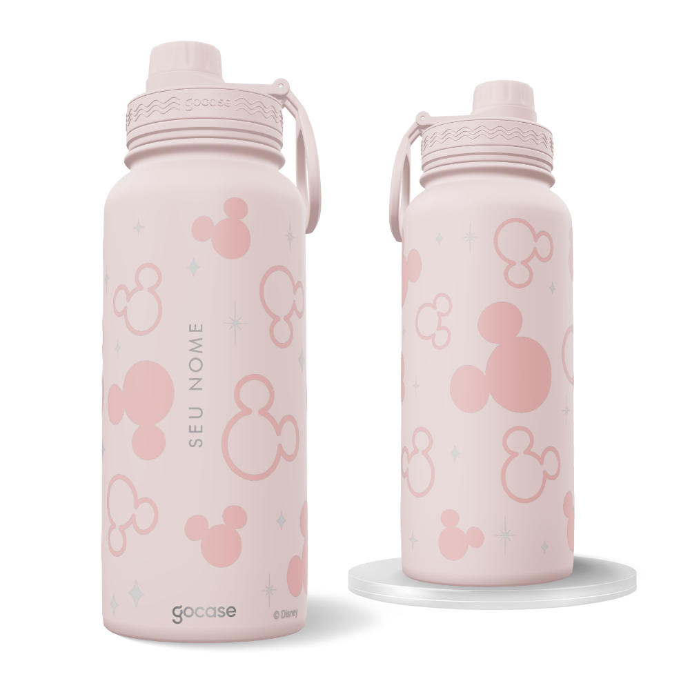 Garrafa Térmica Fresh + Ebook - Mickey Pattern Minimalista Rosa