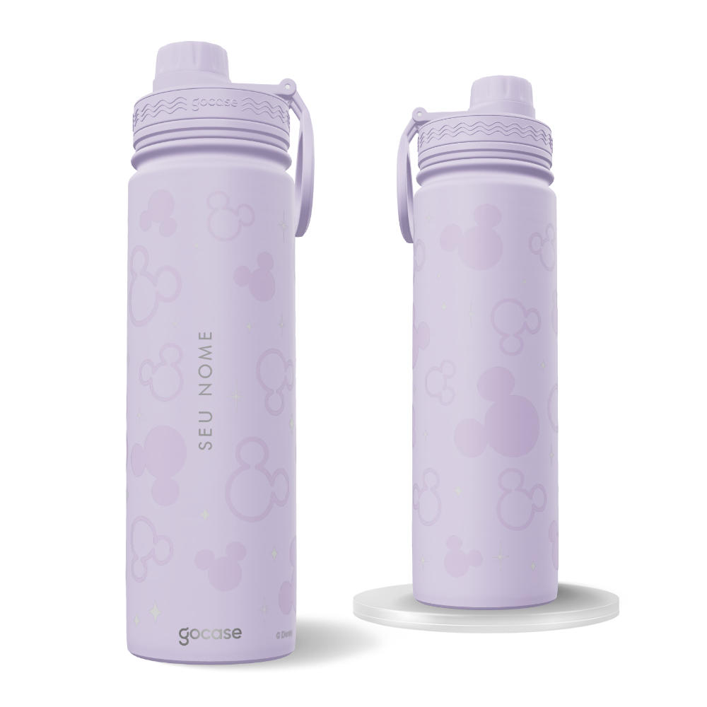 Garrafa Térmica Fresh + Ebook - Mickey Pattern Minimalista Lilás