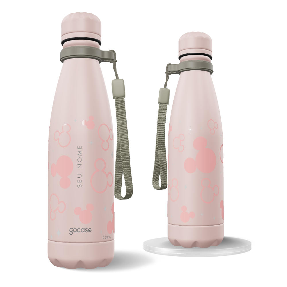 Garrafa Térmica Urban + Ebook - Mickey Pattern Minimalista Rosa