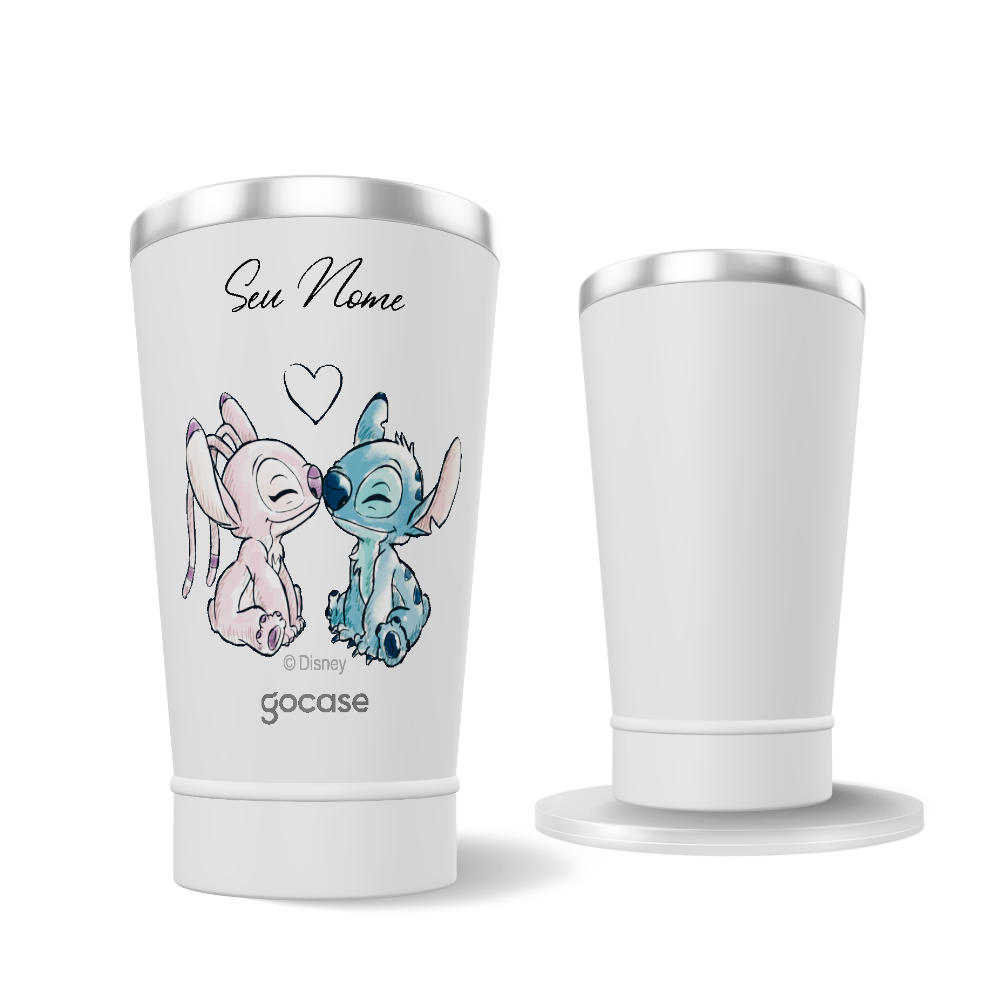 Copo Térmico + Ebook - Lovers - Stitch e Angel