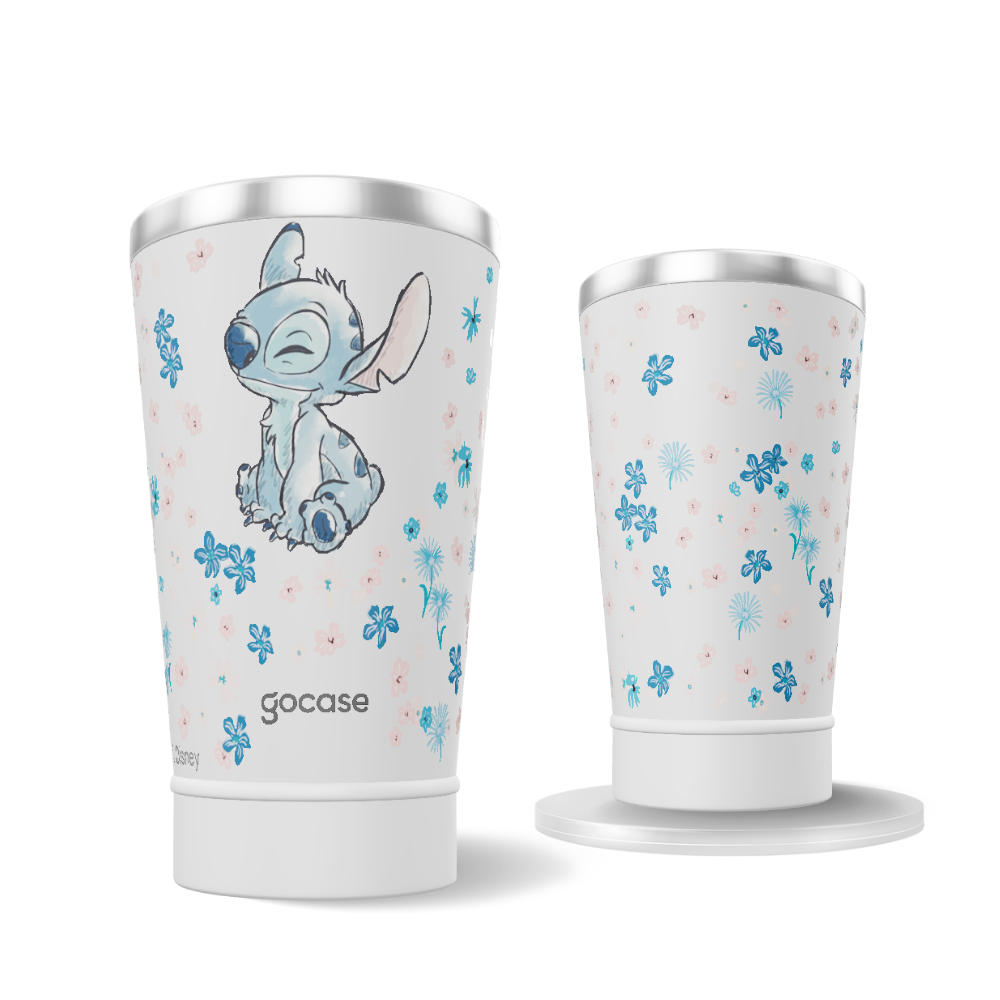 Copo Térmico + Ebook - Lilo & Stitch - Flower Frame