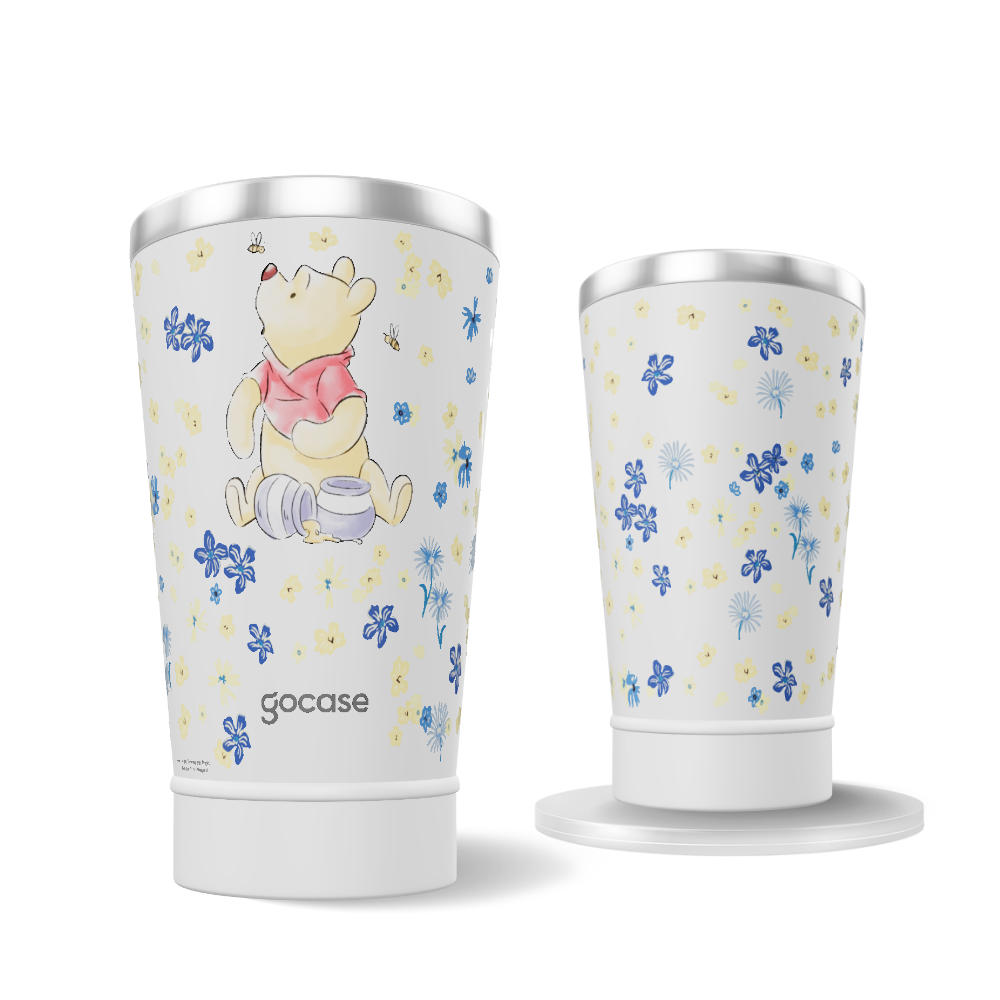 Copo Térmico + Ebook - Ursinho Pooh - Flower Frame