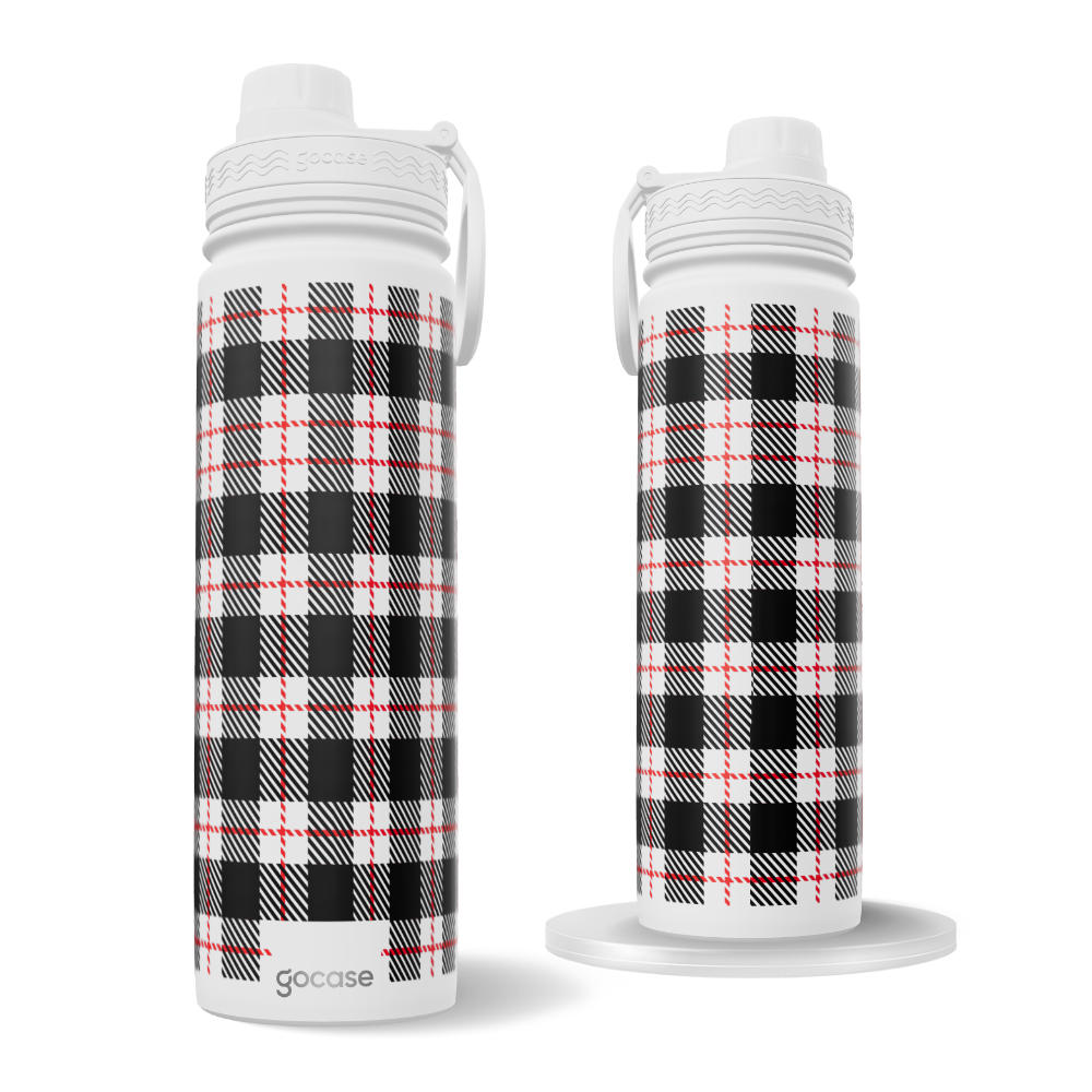 Garrafa Térmica Fresh + Ebook - Tecido Xadrez