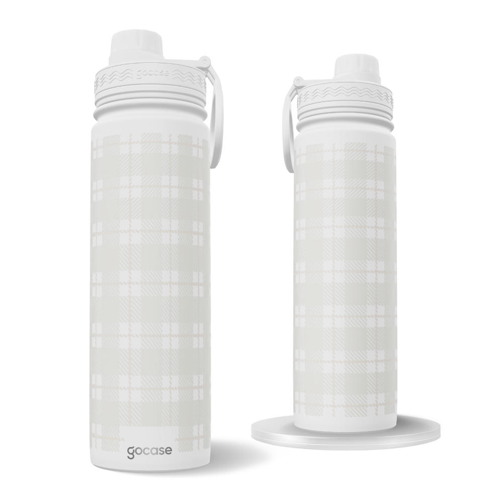 Garrafa Térmica Fresh + Ebook - Tecido Xadrez White