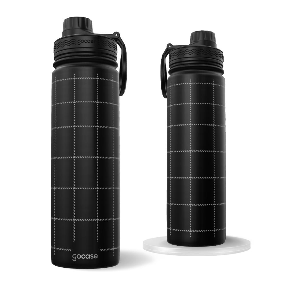 Garrafa Térmica Fresh + Ebook - Tecido Xadrez Preto