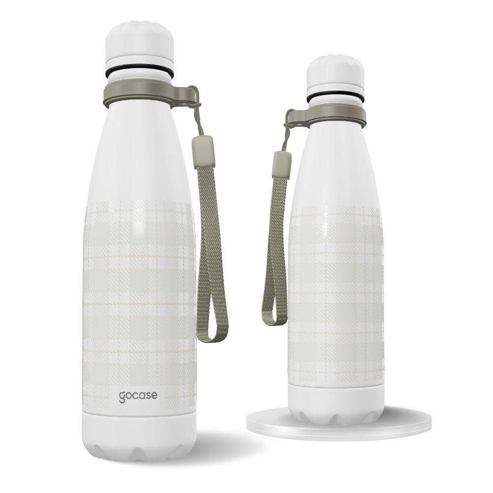 Garrafa Térmica Urban + Ebook - Tecido Xadrez White