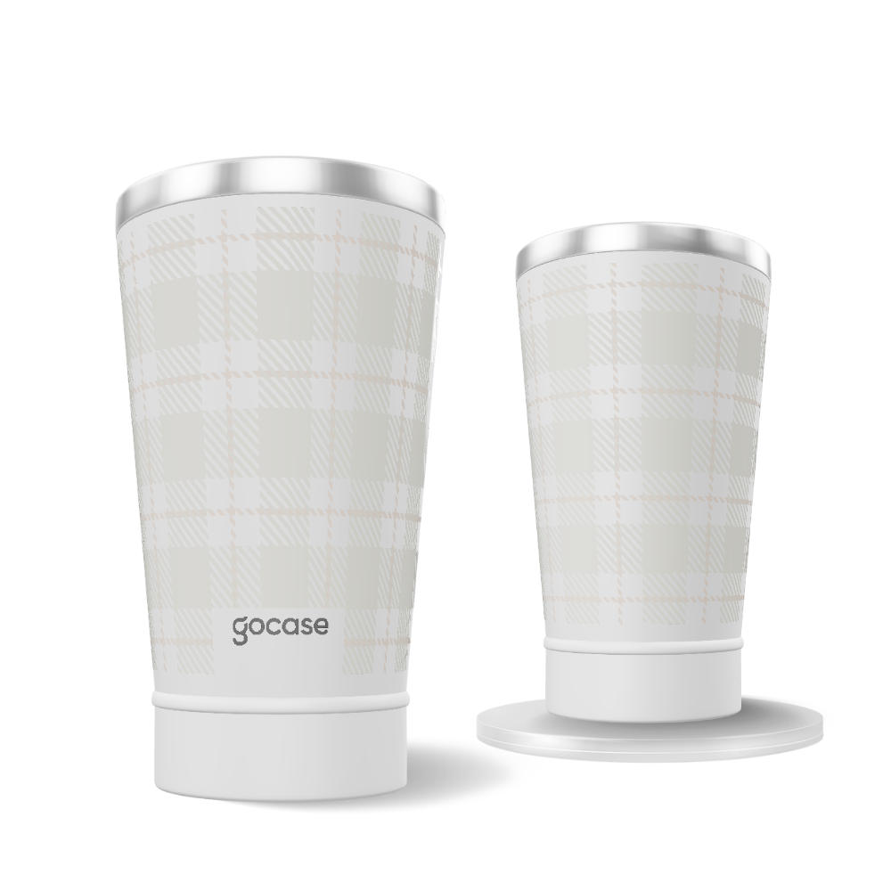 Copo Térmico + Ebook - Tecido Xadrez White