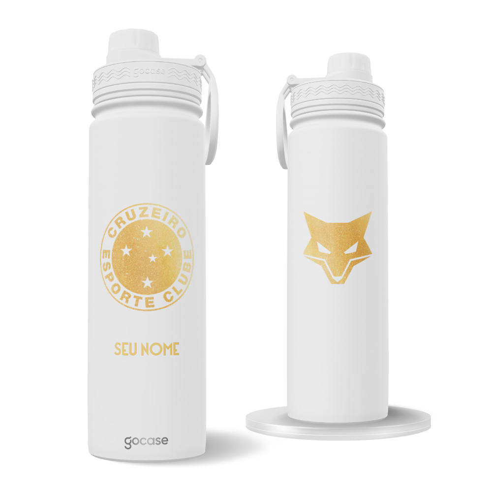 Garrafa Térmica Fresh + Ebook - Cruzeiro - Escudo Dourado
