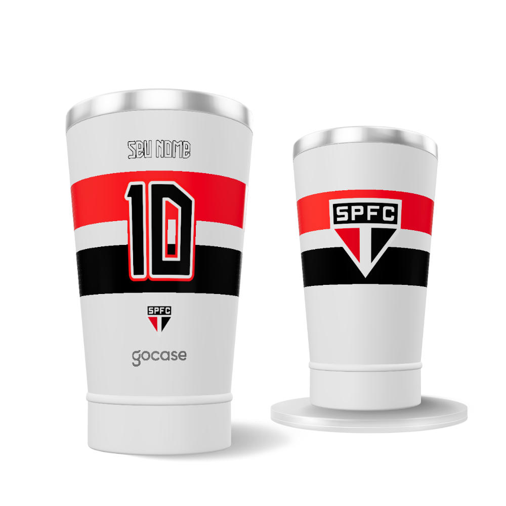 Copo Térmico Cerveja + Ebook - São Paulo - Uniforme 1 2024 Personalizado