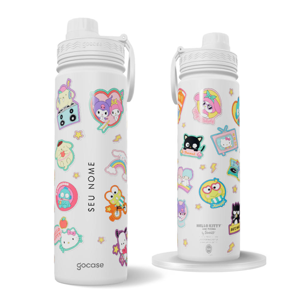 Garrafa Térmica Fresh + Ebook - Sanrio - Cute Stickers Customizável