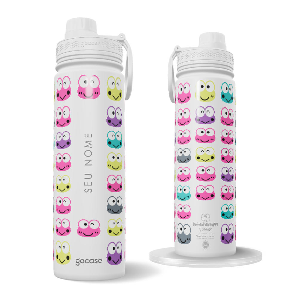 Garrafa Térmica Fresh + Ebook - Sanrio - Keroppi Pattern Customizável Garrafa Térmica Fresh + Ebook - Sanrio - Keroppi Pattern Customizável