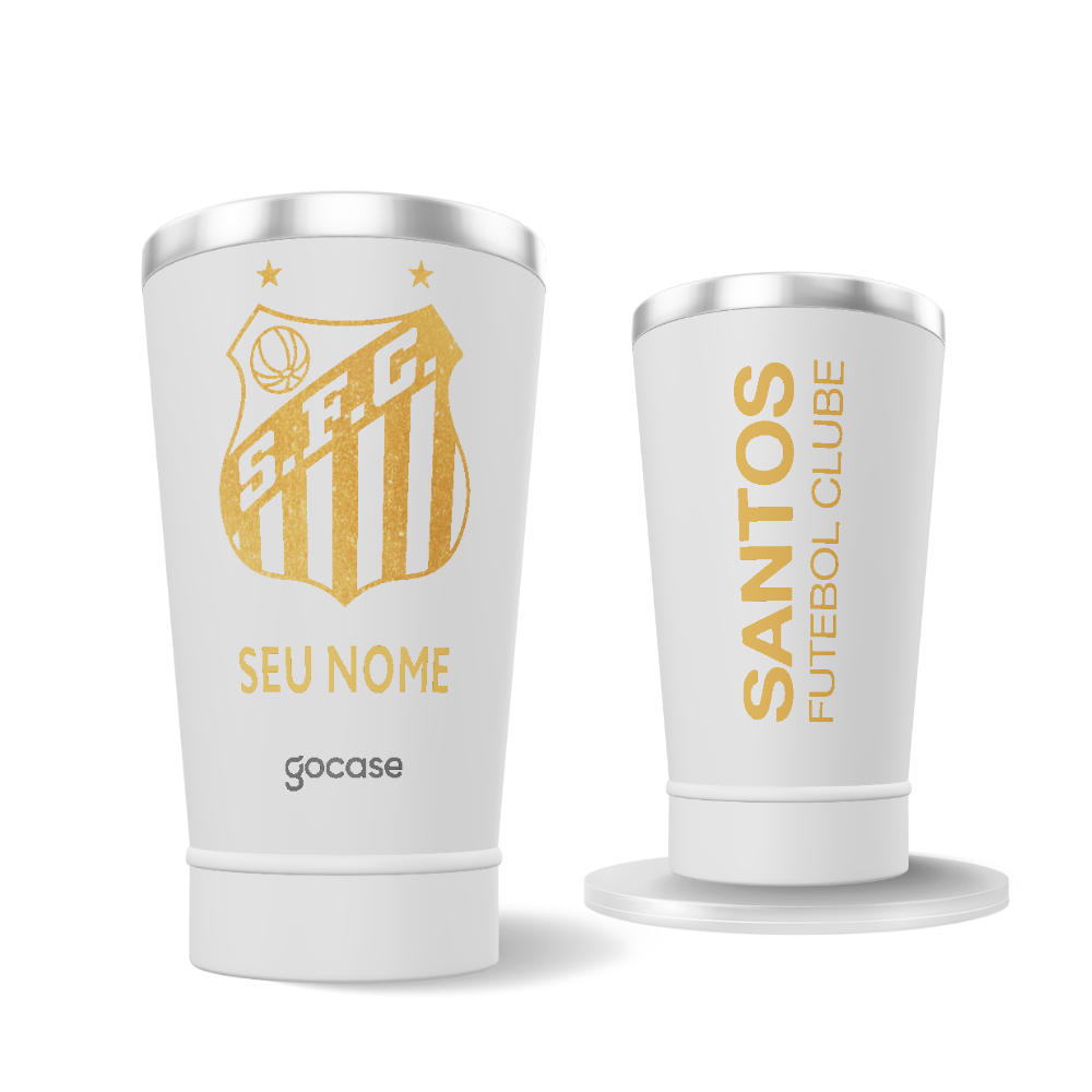  Copo Térmico Cerveja + Ebook -  Santos - Escudo Dourado