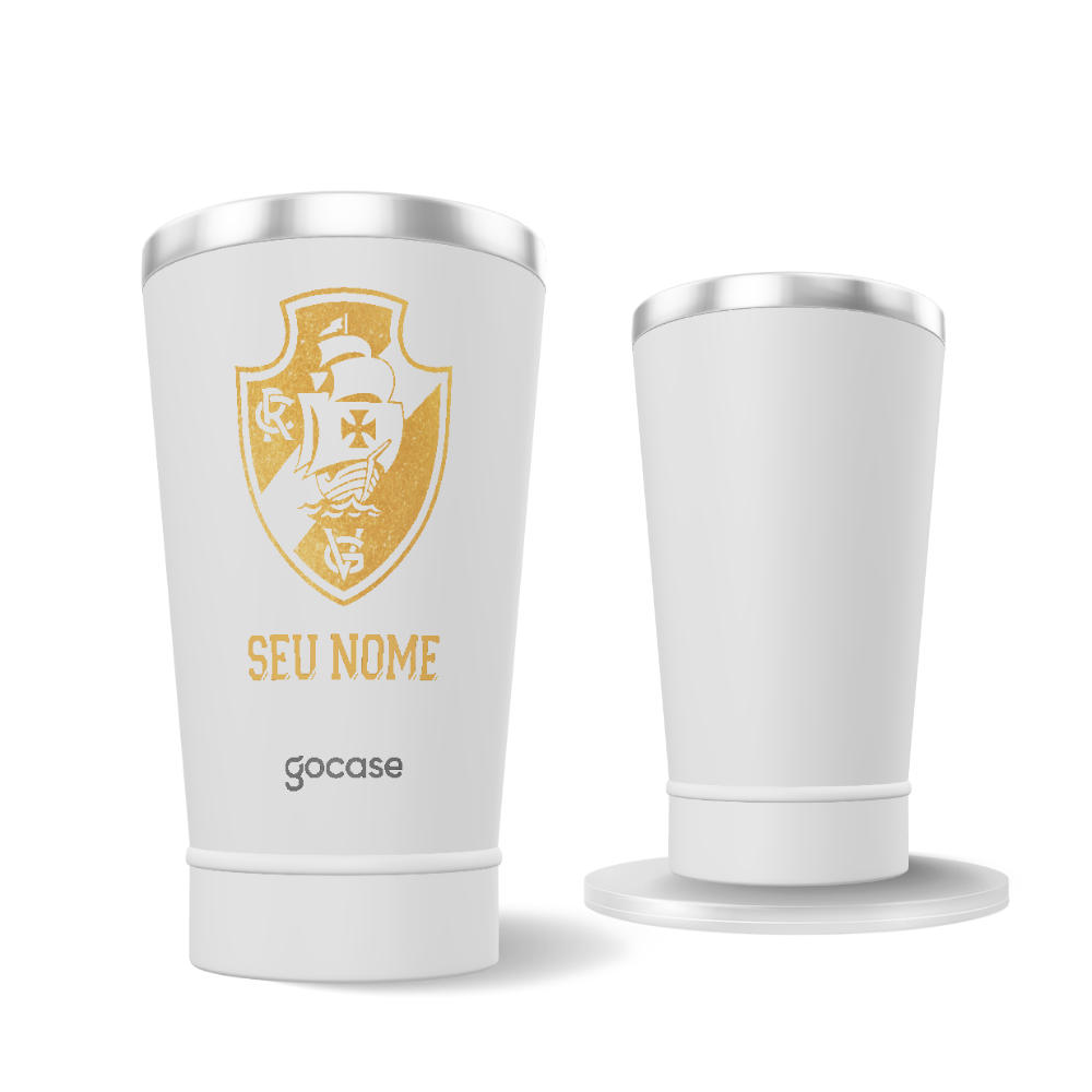 Copo Térmico Cerveja + Ebook - Vasco - Escudo Dourado