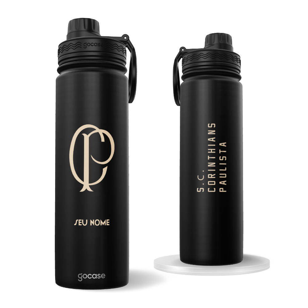 Garrafa Térmica Fresh + Ebook - Corinthians Retrô Dourado