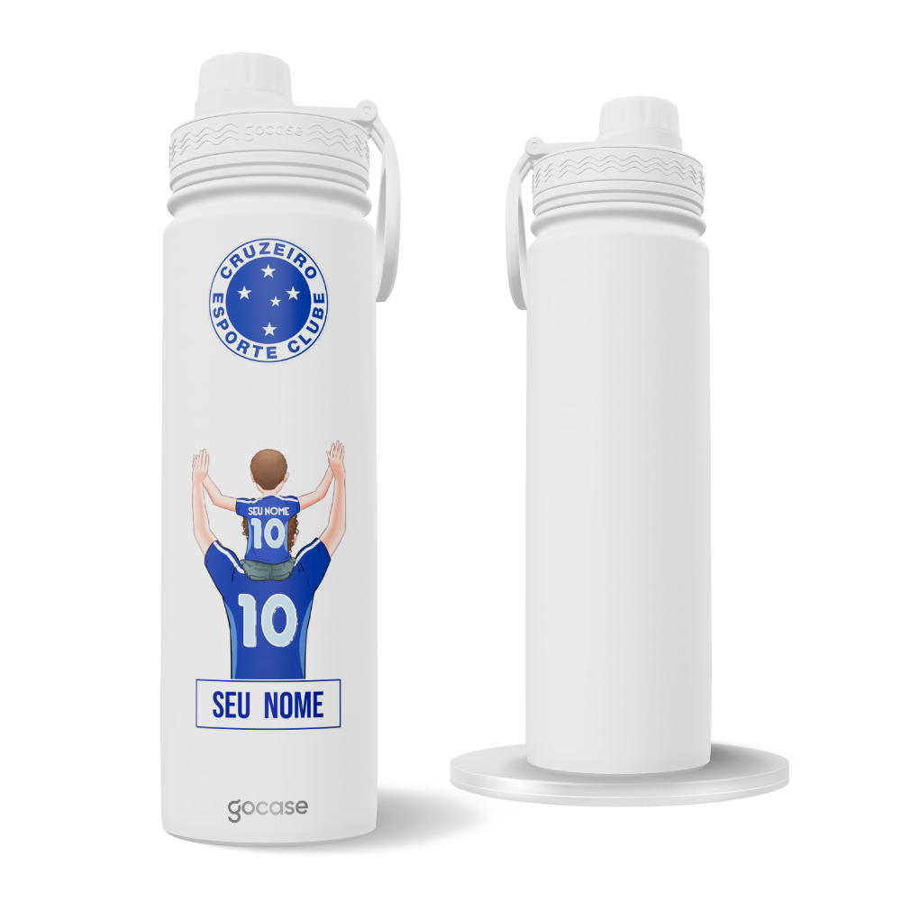 Garrafa Térmica Fresh + Ebook - Cruzeiro - Pai Torcedor