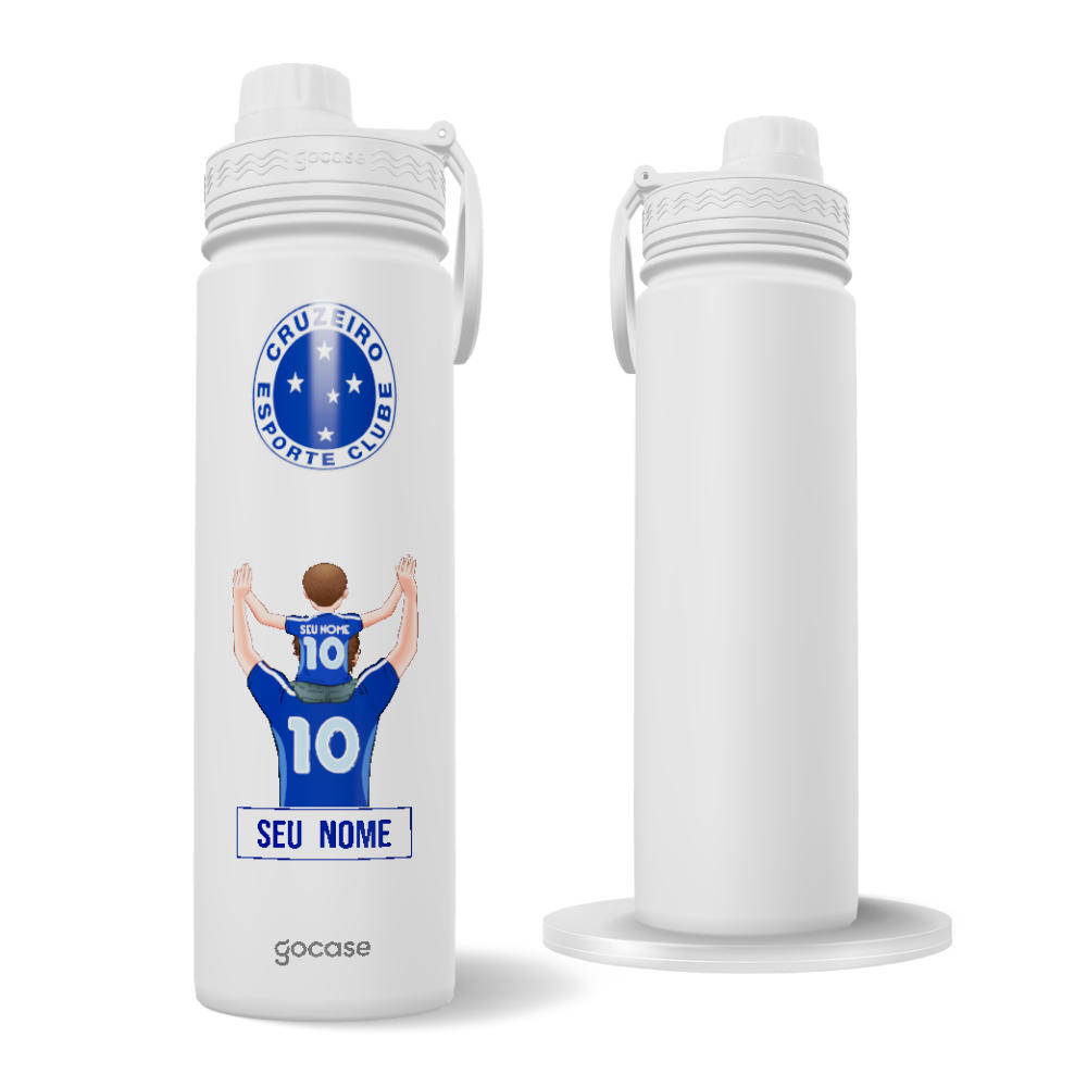 Garrafa Térmica Fresh + Ebook - Cruzeiro - Pai Torcedor
