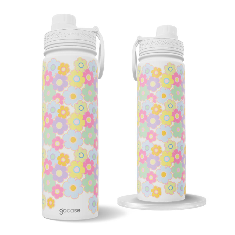 Garrafa Térmica Fresh + Ebook - Groovy Flowers Pattern