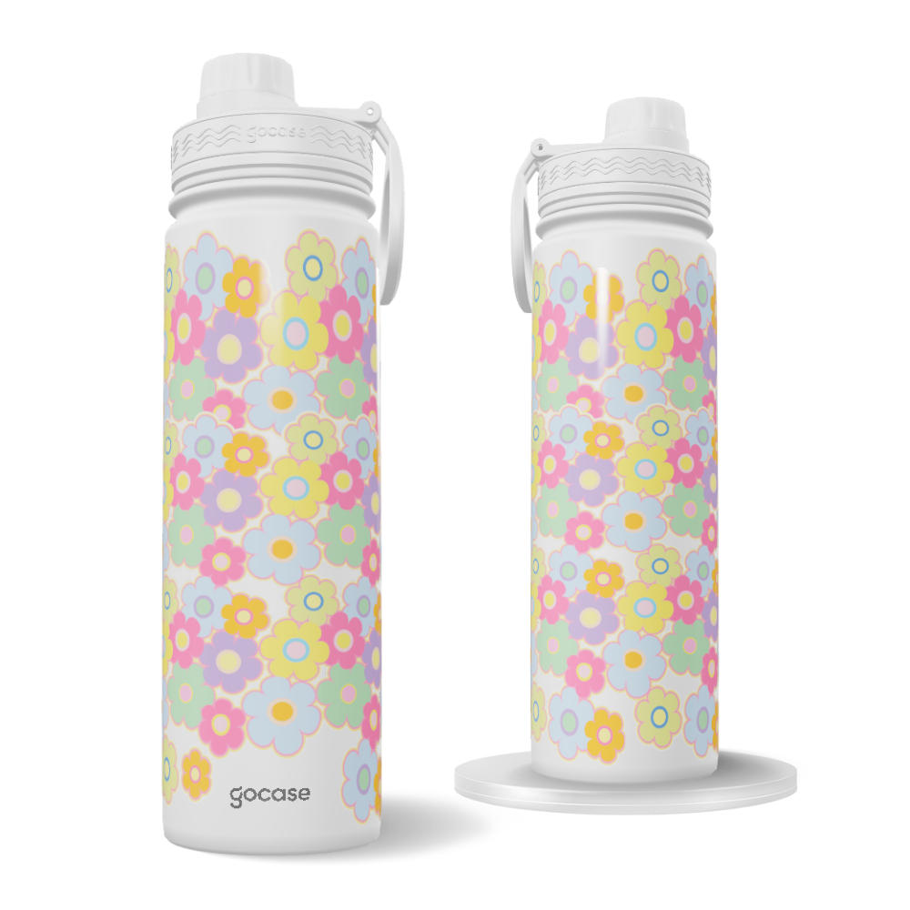 Garrafa Térmica Fresh + Ebook - Groovy Flowers Pattern
