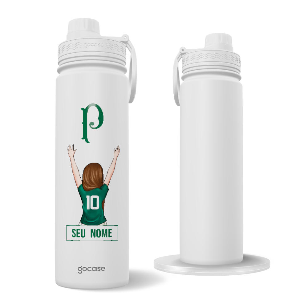 Garrafa Térmica Fresh + Ebook - Palmeiras - Garota Alviverde
