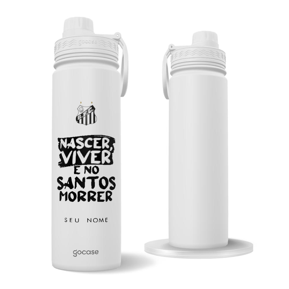 Garrafa Térmica Fresh + Ebook - Santos - Nascer, Viver e no Santos Morrer